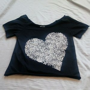 Wet Seal black wide neck top size medium